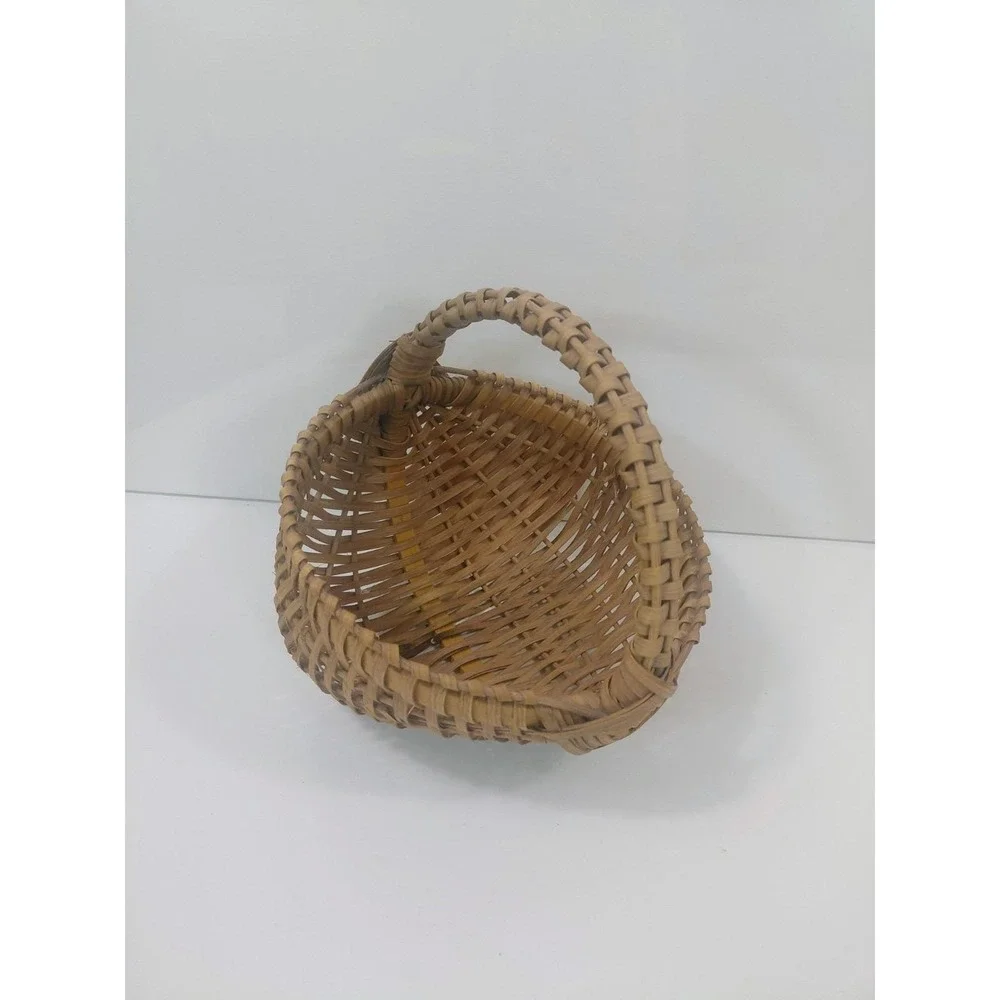 Vintage Handwoven Splint Gathering Basket Primitive Farmhouse Rustic Country...